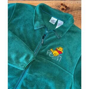 Winnie The Pooh Vintage Green Full Zip Long Sleeve Fleece‎ Jacket Disney Store S